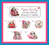 Adorable Love Sloths Labels, Property of, Address Labels, Sets of 30 Personalized Labels, Valentine's Day