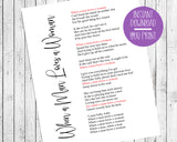 When a Man Loves a Woman, Michael Bolton Lyrics Quote Digital Typography Wall Decor Instant Download
