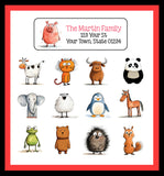 Personalized Whimsical Animals Address Labels Sets of 30 Labels, Cute Return Labels