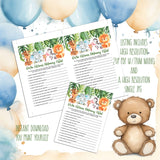 Who Knows Mommy Best Baby Shower Game, Safari Animals Design Printable Baby Shower Games Instant Download