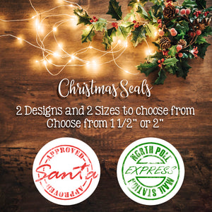 Fun CHRISTMAS SANTA Designs 1.5" Round Gift or Order Packaging Business LABELS / SEALS