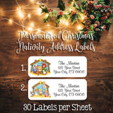 Christmas Address Labels, Family, Nativity, Manger, Personalized - J & S Graphics