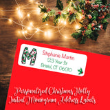 Personalized Christmas Holly Initial Return Address Labels - Monogram, Initial, Sets of 30