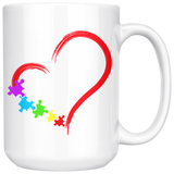 AUTISM Awareness Heart with Puzzle COFFEE MUG 110z or 15oz