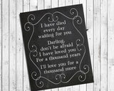 A Thousand Years Song Lyrics Quote Digital Faux Chalkboard Design Wall Decor INSTANT DOWNLOAD