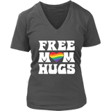 FREE MOM HUGS Pride LGBTQ Women's Short Sleeve V-Neck T-Shirt - J & S Graphics