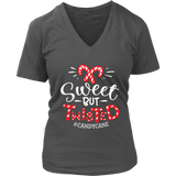 SWEET but TWISTED Candy Cane Women's V-Neck T-Shirt - J & S Graphics
