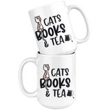 CATS, BOOKS and TEA Coffee Mug 11 oz or 15 oz