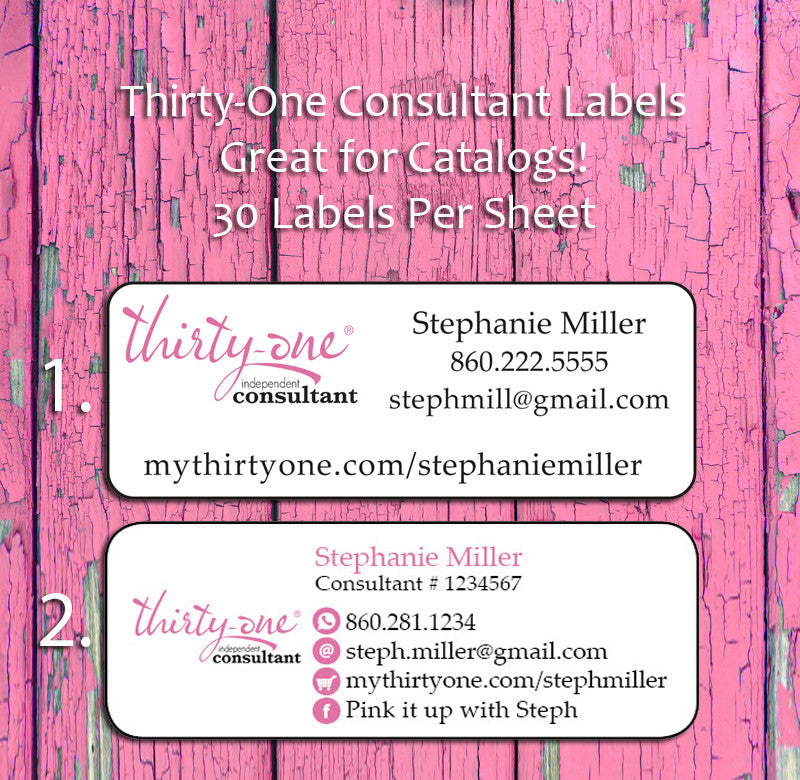 Personalized THIRTYONE Consultant CATALOG/Address LABELS, 30 Return A