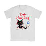 Bah Humbug! Grumpy Kitty Cat tangled in Christmas Lights Women's T-Shirt