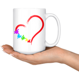 AUTISM Awareness Heart with Puzzle COFFEE MUG 110z or 15oz