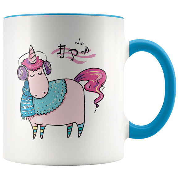 Musical Pink Unicorn Color Accent 11oz Coffee Mug