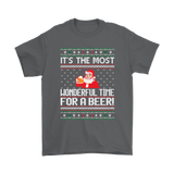Ugly Christmas Sweater T-SHIRT Wonderful Time for a Beer, Santa T-Shirt