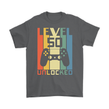 LEVEL 50 UNLOCKED 50th BIRTHDAY T-Shirt Gamer, Retro Look, Men's or Women's
