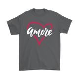 AMORE with Heart Short Sleeve Men's, Unisex & Women's T-Shirt