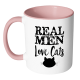 REAL MEN LOVE CATS Color Accent Coffee Mug - J & S Graphics