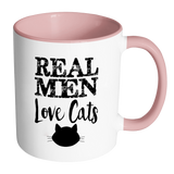 REAL MEN LOVE CATS Color Accent Coffee Mug - J & S Graphics