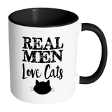 REAL MEN LOVE CATS Color Accent Coffee Mug - J & S Graphics