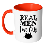 REAL MEN LOVE CATS Color Accent Coffee Mug - J & S Graphics