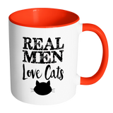 REAL MEN LOVE CATS Color Accent Coffee Mug - J & S Graphics
