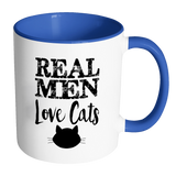 REAL MEN LOVE CATS Color Accent Coffee Mug - J & S Graphics