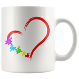 AUTISM Awareness Heart with Puzzle COFFEE MUG 110z or 15oz