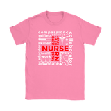 NURSE Words Subway Typography RED CROSS Women's T-Shirt