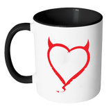 DEVIL HORNS HEART Color Accent Coffee Mug - J & S Graphics