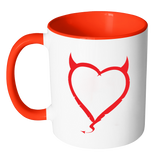 DEVIL HORNS HEART Color Accent Coffee Mug - J & S Graphics