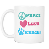 PEACE LOVE RESCUE Coffee Mug - J & S Graphics