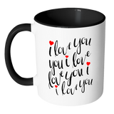 I LOVE YOU Color Accent Coffee Mug - J & S Graphics