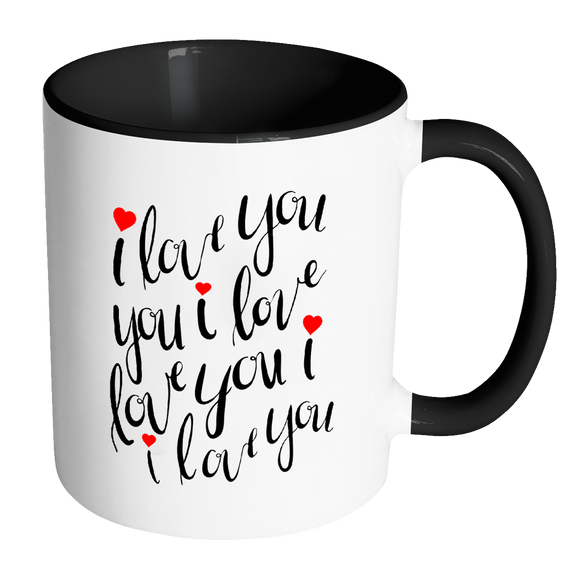 I LOVE YOU Color Accent Coffee Mug - J & S Graphics