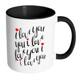 I LOVE YOU Color Accent Coffee Mug - J & S Graphics