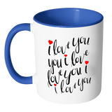 I LOVE YOU Color Accent Coffee Mug - J & S Graphics