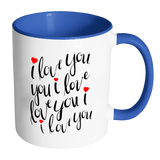 I LOVE YOU Color Accent Coffee Mug - J & S Graphics