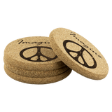 IMAGINE PEACE 4 pc Cork Coaster Set