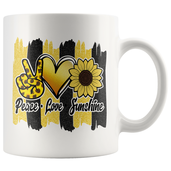 PEACE LOVE SUNSHINE Coffee Mug 11oz or 15oz