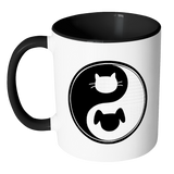 CAT DOG - YIN YANG Color Accent Coffee Mug  Choice of Accent color - J & S Graphics
