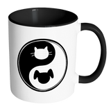 CAT DOG - YIN YANG Color Accent Coffee Mug  Choice of Accent color - J & S Graphics