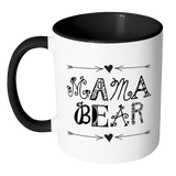 MAMA BEAR Color Accent Coffee Mug - Choice of Accent color, Gift for Mom - J & S Graphics