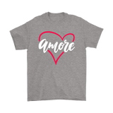 AMORE with Heart Short Sleeve Men's, Unisex & Women's T-Shirt