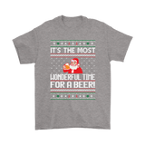 Ugly Christmas Sweater T-SHIRT Wonderful Time for a Beer, Santa T-Shirt