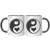 CAT DOG - YIN YANG Color Accent Coffee Mug Choice of Accent color