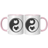 CAT DOG - YIN YANG Color Accent Coffee Mug Choice of Accent color