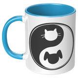 CAT DOG - YIN YANG Color Accent Coffee Mug Choice of Accent color