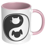 CAT DOG - YIN YANG Color Accent Coffee Mug Choice of Accent color