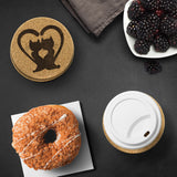 CAT Tails in Heart 4pc Set of Cork Coasters, Love Cats