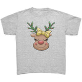 Cute Reindeer with Red Nose and Christmas Lights Youth T-Shirt