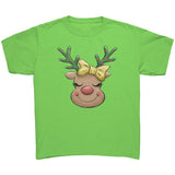 Cute Reindeer with Red Nose and Christmas Lights Youth T-Shirt