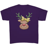 Cute Reindeer with Red Nose and Christmas Lights Youth T-Shirt